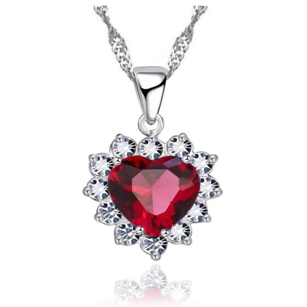 925 Sterling Silver Women Necklace Heart Love Drop Cute Gift